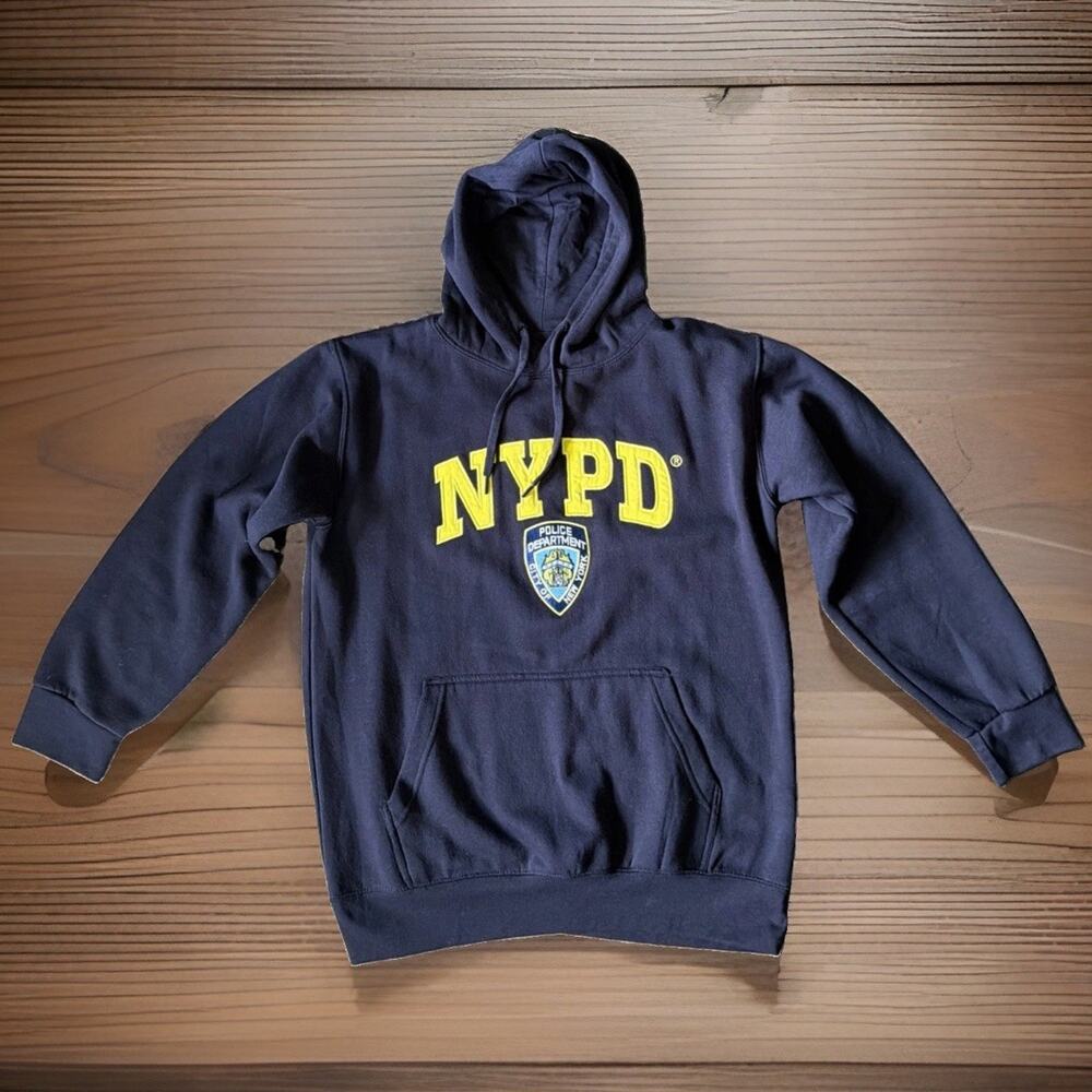 NYPD Sz M Hoodie New York City Police NYC First Responder Embroidered Navy Blue